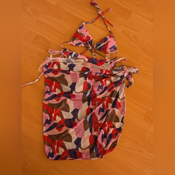 ROMWE Abstract Pattern Bikini Set 3 piece Set - Picture 5 of 6